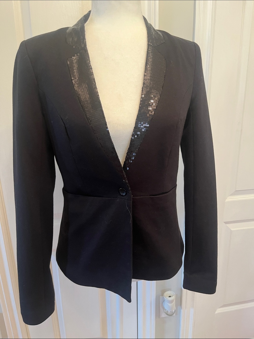 Vero Moda Black Sequin Lapel Blazer